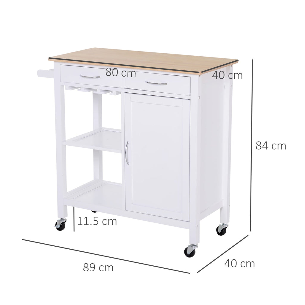Easycomfort Carrello da Cucina Classico with Cassetti e Ruote in Legno Salvaspazio 89x40x84cm