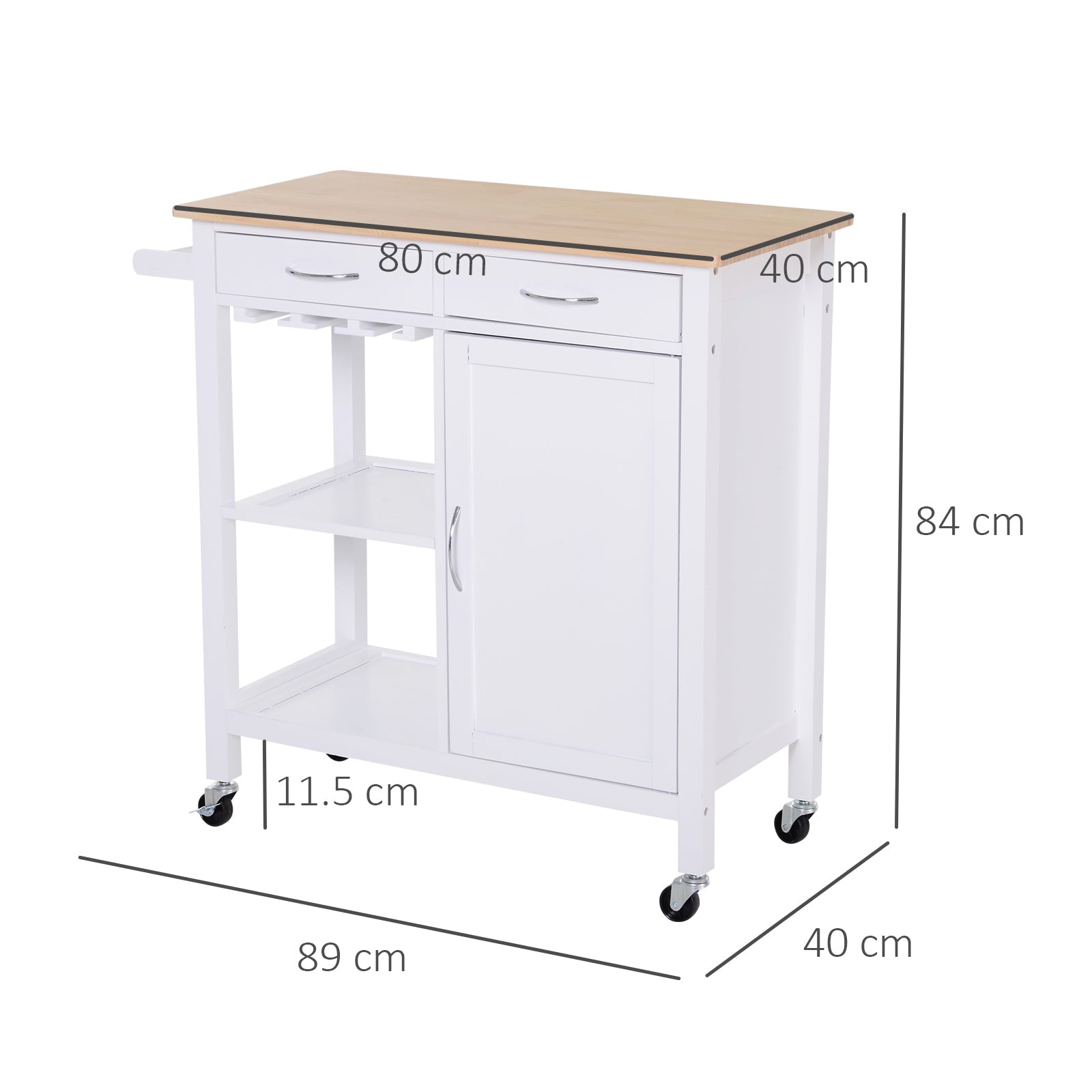 Easycomfort Carrello da Cucina Classico with Cassetti e Ruote in Legno Salvaspazio 89x40x84cm