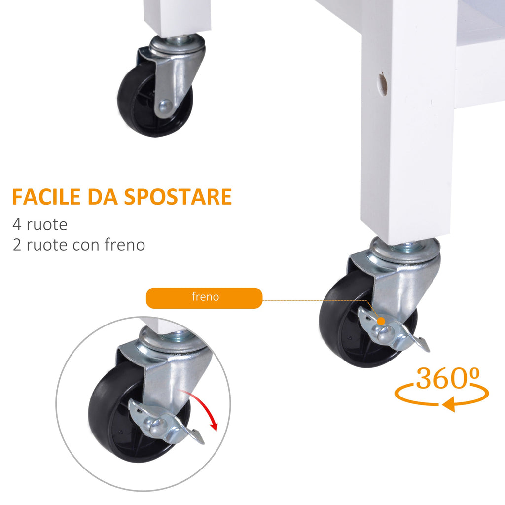 Easycomfort Carrello da Cucina Classico with Cassetti e Ruote in Legno Salvaspazio 89x40x84cm