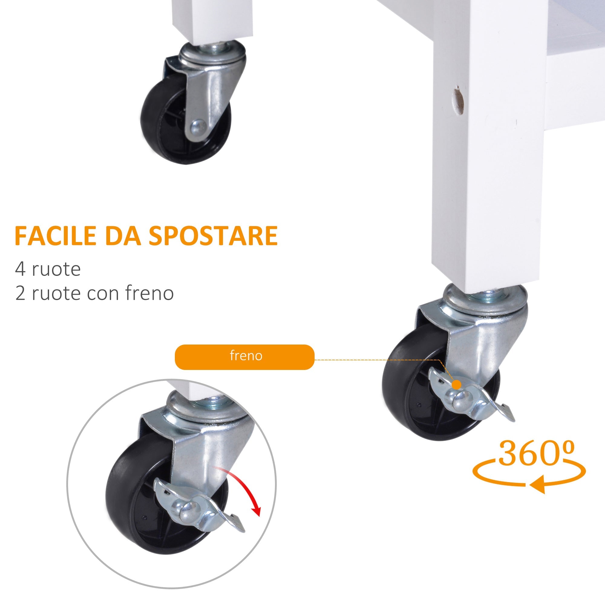 Easycomfort Carrello da Cucina Classico with Cassetti e Ruote in Legno Salvaspazio 89x40x84cm