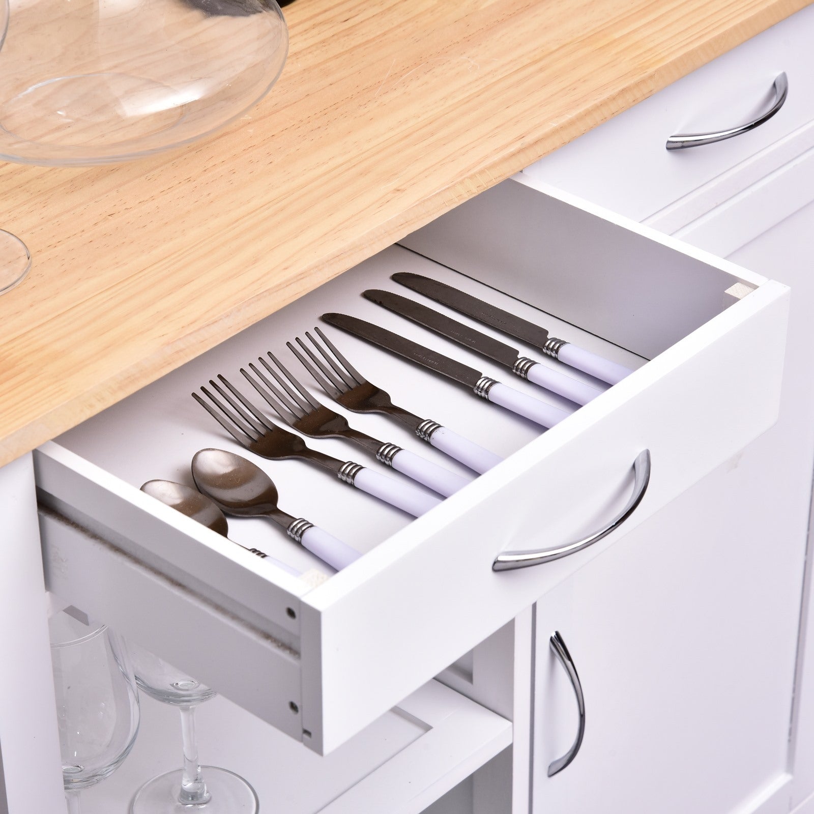 Easycomfort Carrello da Cucina Classico with Cassetti e Ruote in Legno Salvaspazio 89x40x84cm