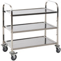 Easycomfort Carrello da Cucina 3 Ripiani Aperti 4 Ruote Omnidirezionali with 2 Freni Cuscinetti Anti-Collisione in Acciaio Inossidabile 430 Argento 85x45x90cm