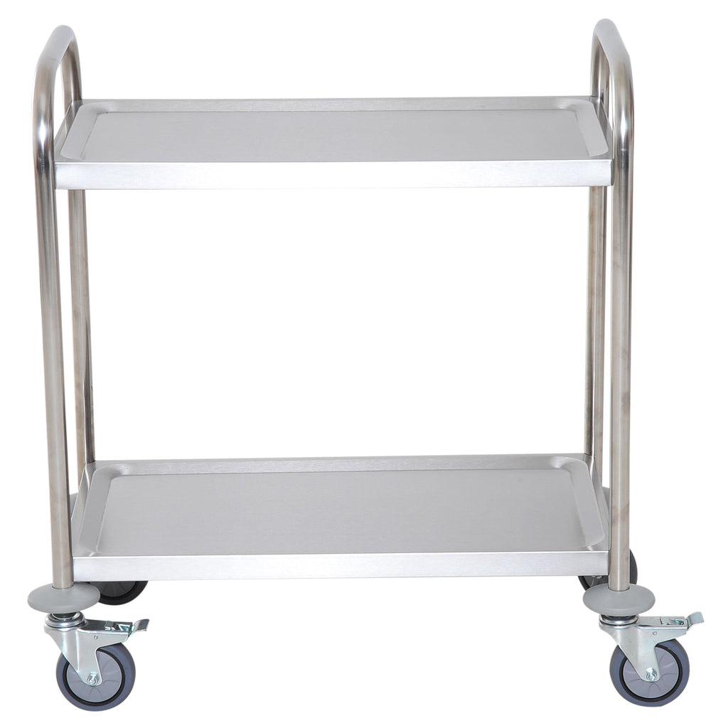 Easycomfort Carrello da Cucina 2 Ripiani with Ruote in Acciaio Inox 71x41x81cm, Argento