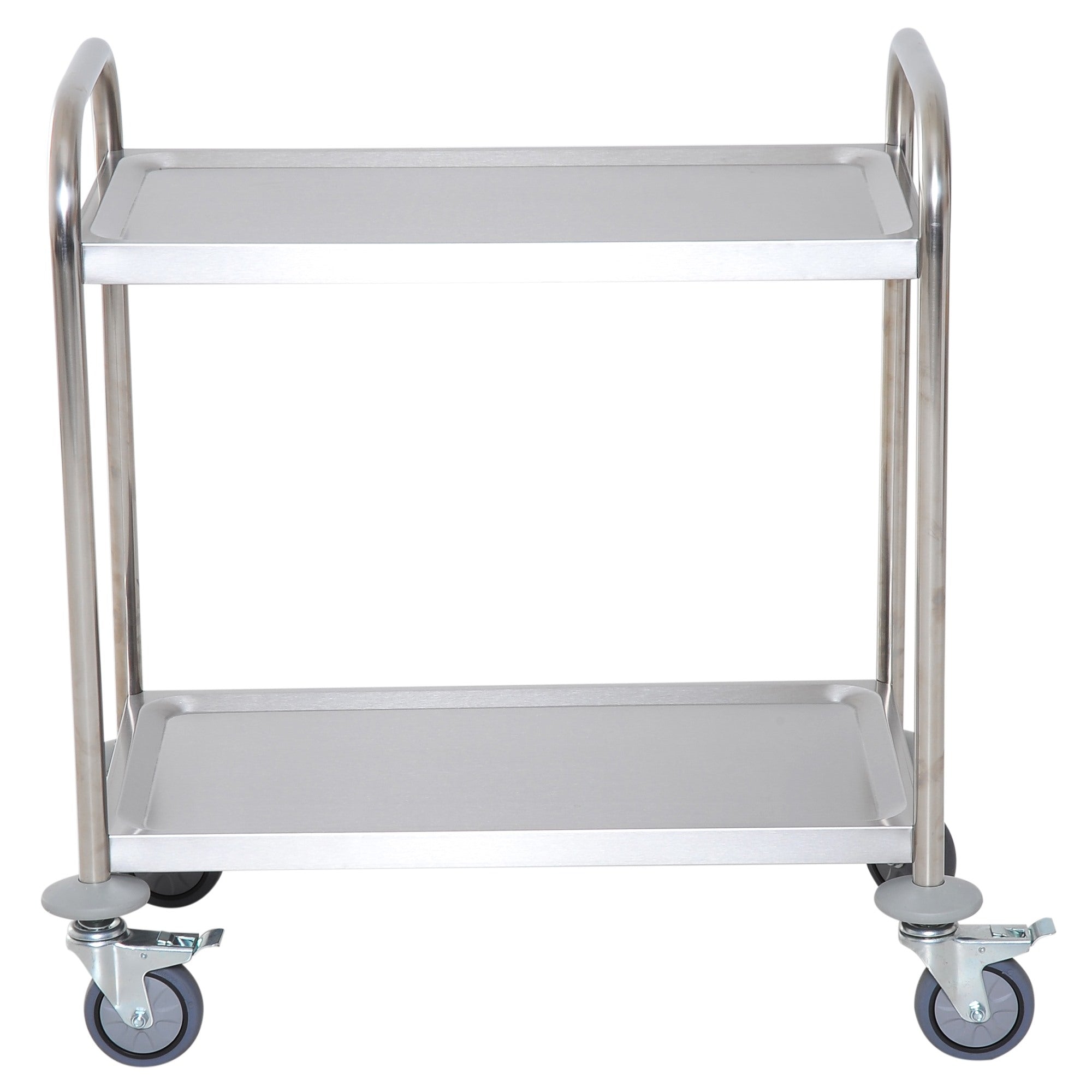 Easycomfort Carrello da Cucina 2 Ripiani with Ruote in Acciaio Inox 71x41x81cm, Argento