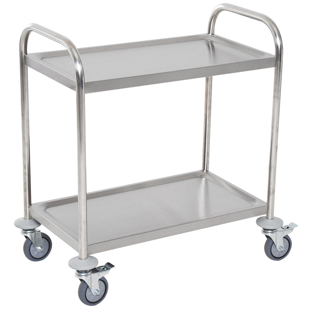 Easycomfort Carrello da Cucina 2 Ripiani with Ruote in Acciaio Inox 71x41x81cm, Argento