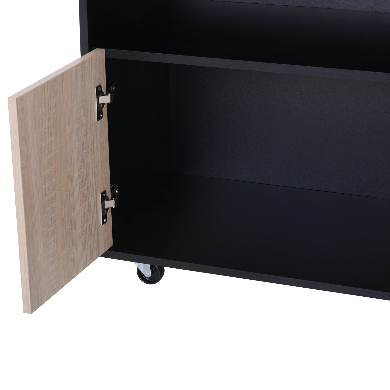 Easycomfort Carrello da Cucina Multiuso Moderno with Ruote Cassetto Anta in Legno Rovere, 76,5x40x82cm