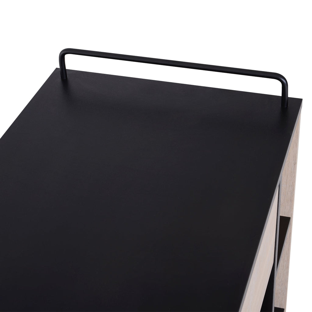 Easycomfort Carrello da Cucina Multiuso Moderno with Ruote Cassetto Anta in Legno Rovere, 76,5x40x82cm