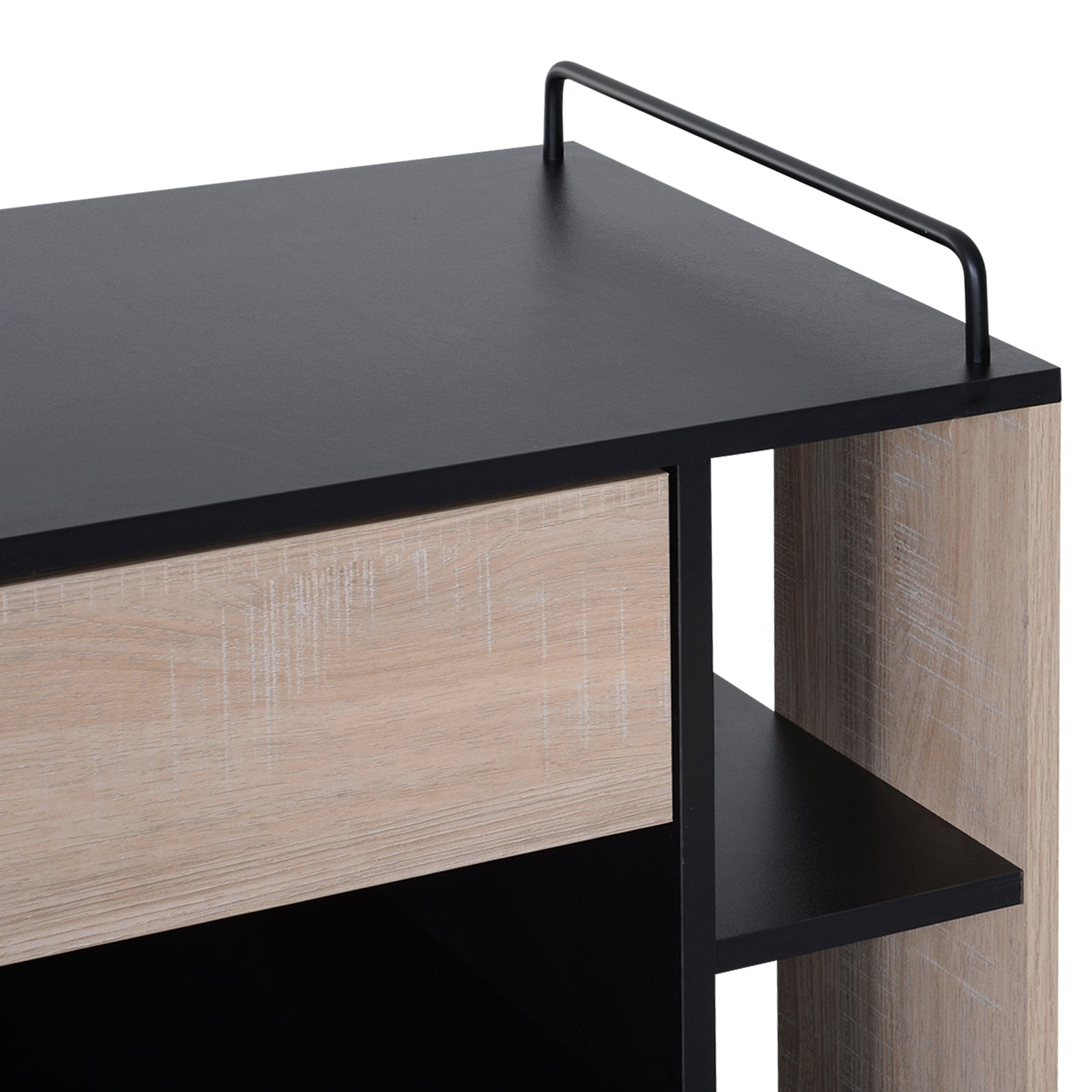 Easycomfort Carrello da Cucina Multiuso Moderno with Ruote Cassetto Anta in Legno Rovere, 76,5x40x82cm