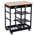 Easycomfort Carrello da Cucina Multiuso in Legno di Pino 74 x 37 x 75cm black