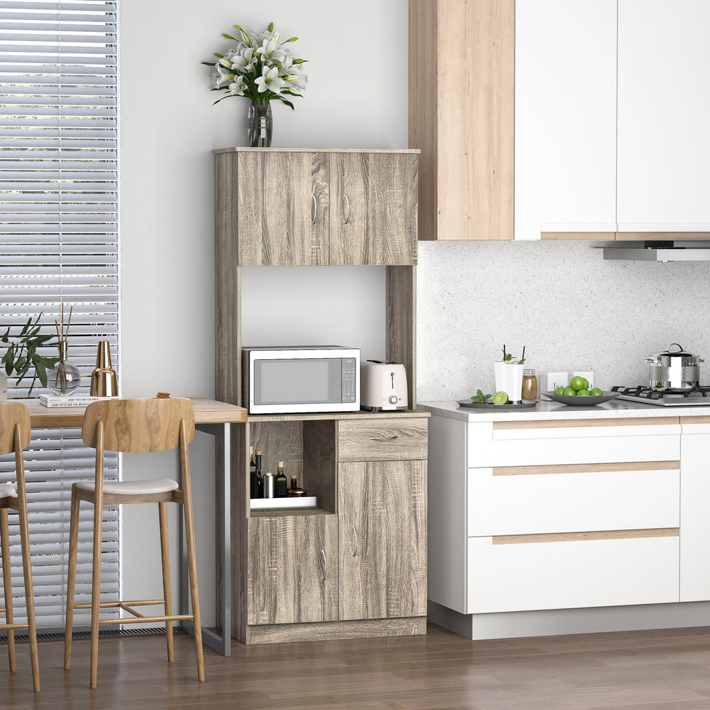 Easycomfort Credenza Moderna per Cucina o Sala da Pranzo, Mobile Buffet with Armadietti e Cassetti in Legno, Grigio, 71x41x178cm