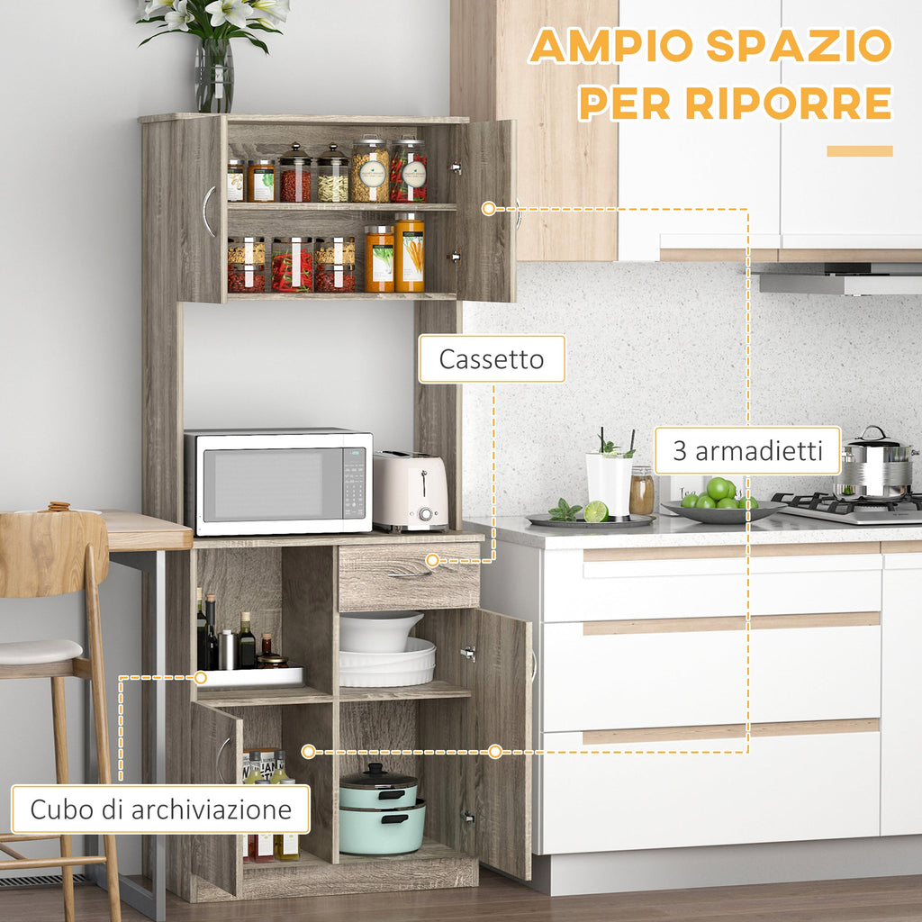 Easycomfort Credenza Moderna per Cucina o Sala da Pranzo, Mobile Buffet with Armadietti e Cassetti in Legno, Grigio, 71x41x178cm