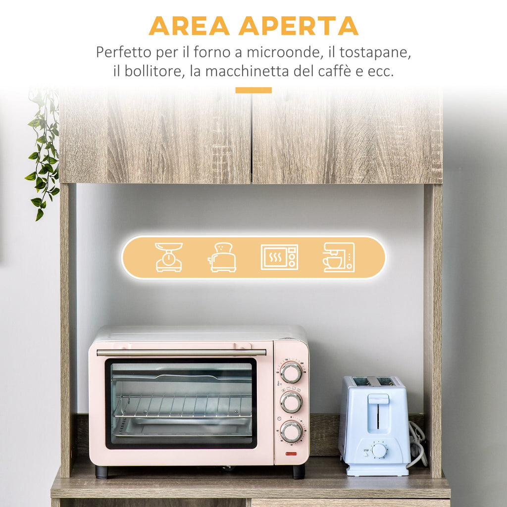 Easycomfort Credenza Moderna per Cucina o Sala da Pranzo, Mobile Buffet with Armadietti e Cassetti in Legno, Grigio, 71x41x178cm