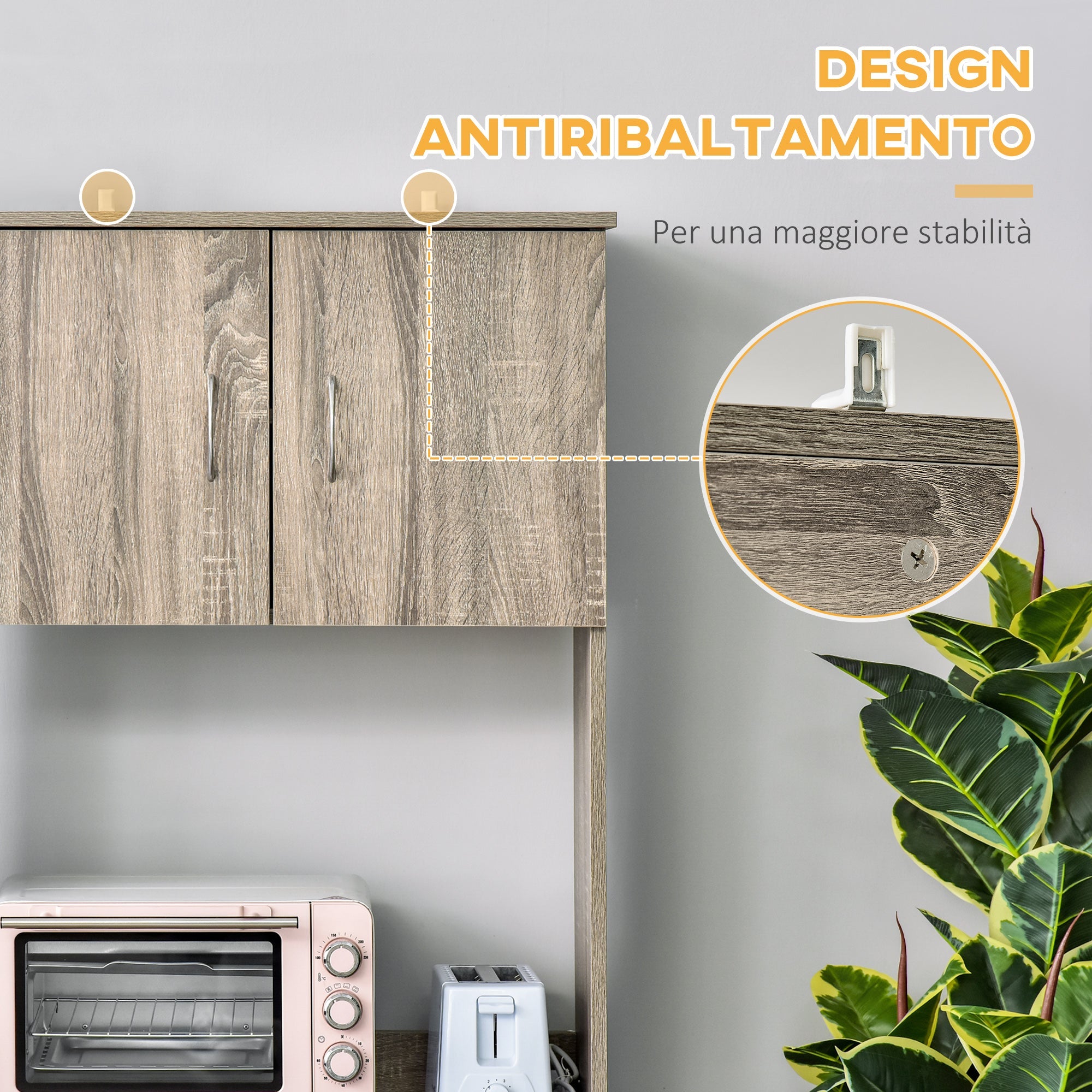 Easycomfort Credenza Moderna per Cucina o Sala da Pranzo, Mobile Buffet with Armadietti e Cassetti in Legno, Grigio, 71x41x178cm