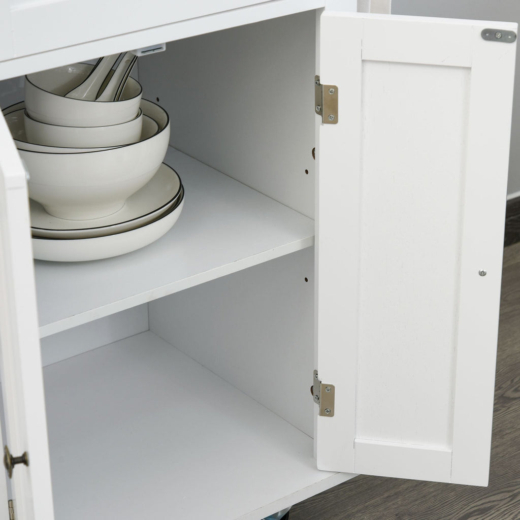 Easycomfort Carrello da Cucina Portavivande with Cassetti, Armadietti, Portaspezie e 4 Ruote, Legno, 111x44.5x82.5cm, white