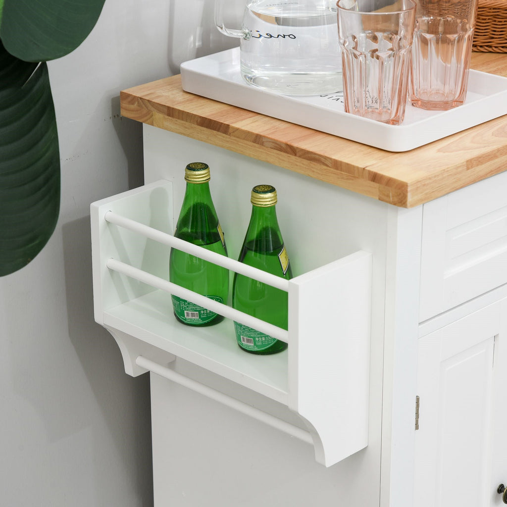 Easycomfort Carrello da Cucina Portavivande with Cassetti, Armadietti, Portaspezie e 4 Ruote, Legno, 111x44.5x82.5cm, white