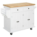 Easycomfort Carrello da Cucina Portavivande with Cassetti, Armadietti, Portaspezie e 4 Ruote, Legno, 111x44.5x82.5cm, white