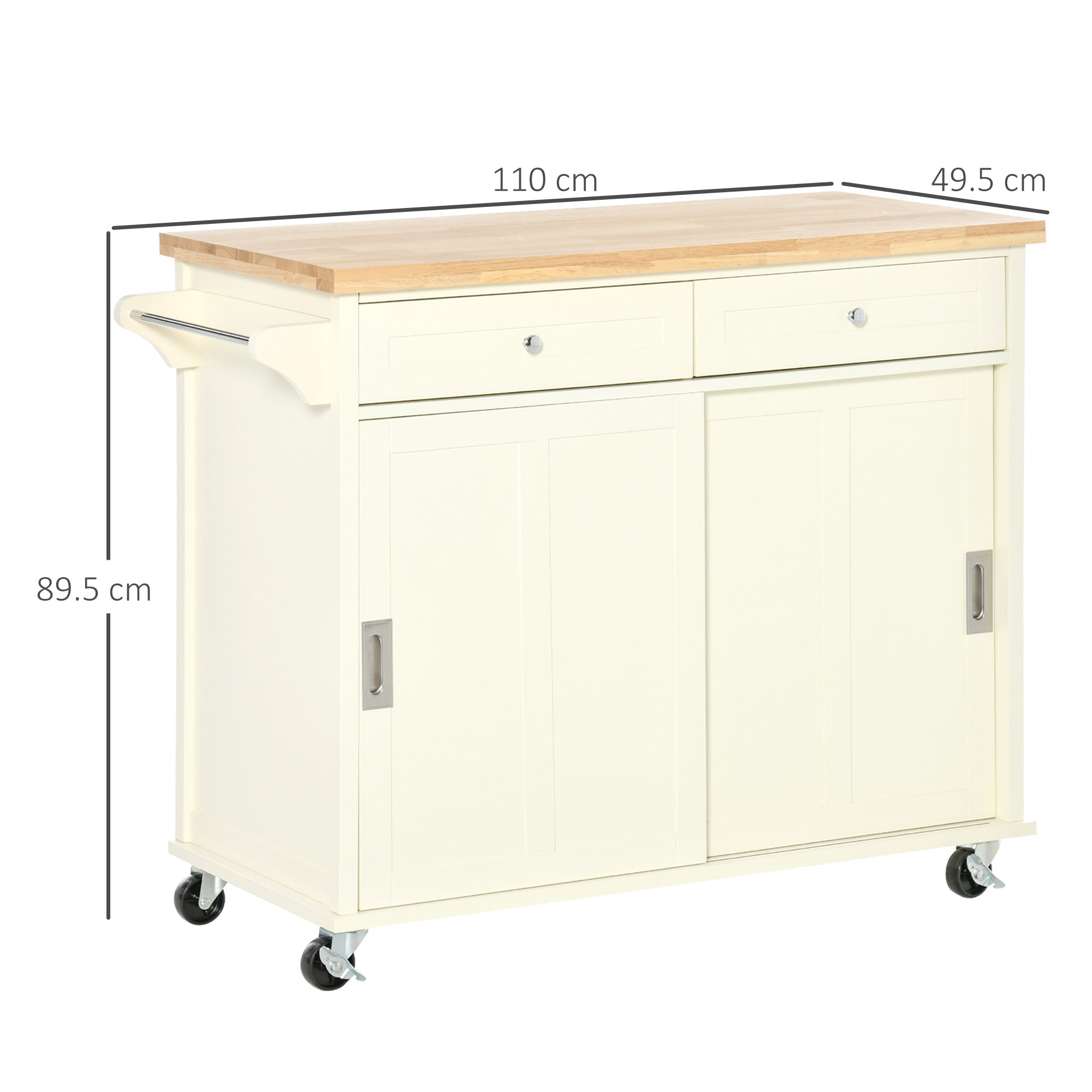 EasyComfort Keukenwagen met laden en handdoekhouder 110x49.5x89.5 cm