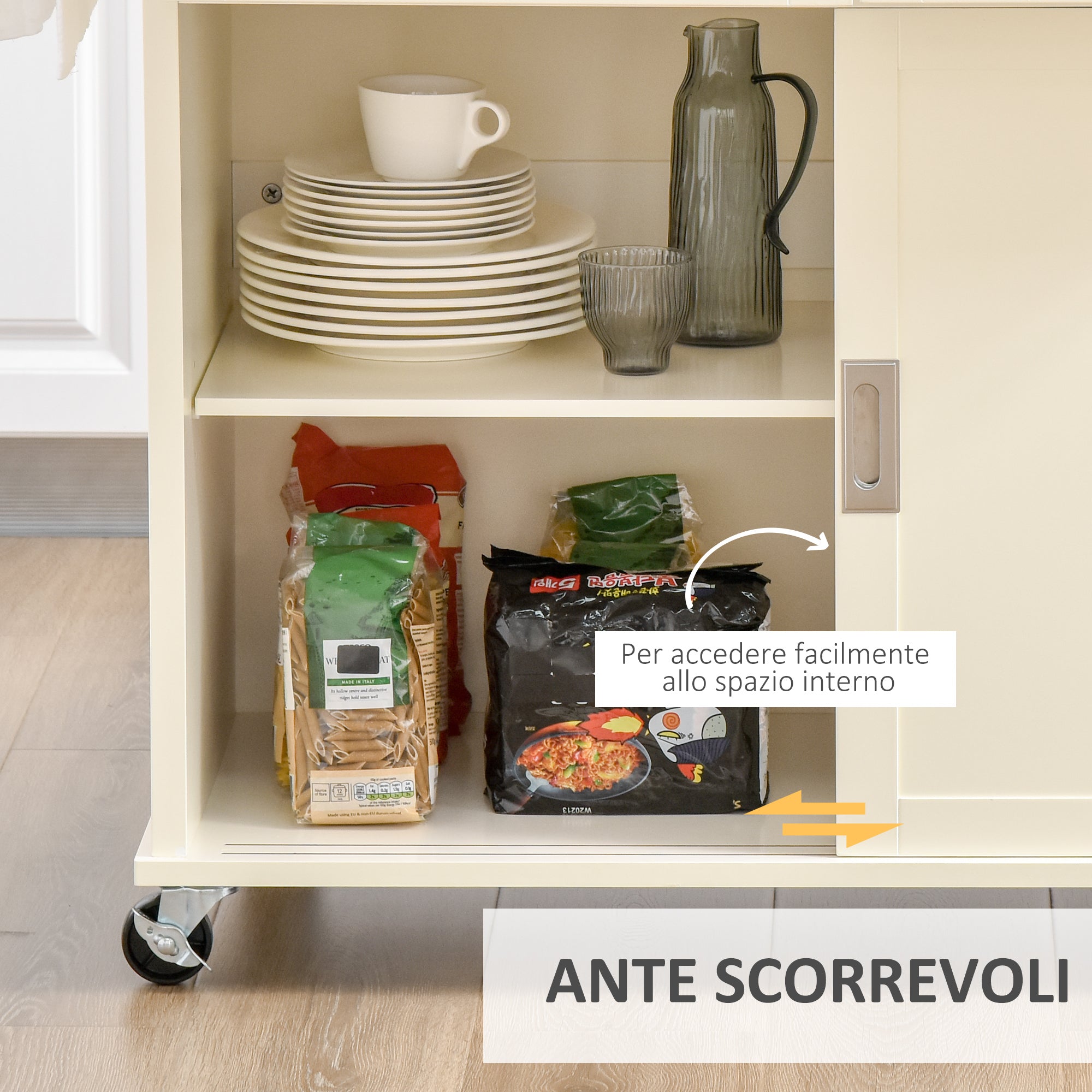 EasyComfort Keukenwagen met laden en handdoekhouder 110x49.5x89.5 cm