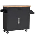Easycomfort Carrello da Cucina with Cassetti, Portaspezie e Armadietto, Carrelloda Portata with 4 Ruote e Piano di Lavoro in Legno, 109x40x89cm, black
