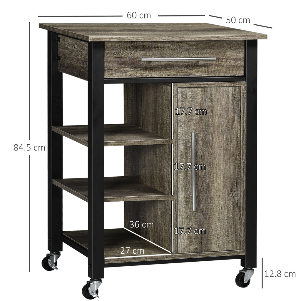 EasyComfort Carrello da Cucina Portavivande with Ruote, Legno Truciolato, 60x50x84.5cm, Marrone
