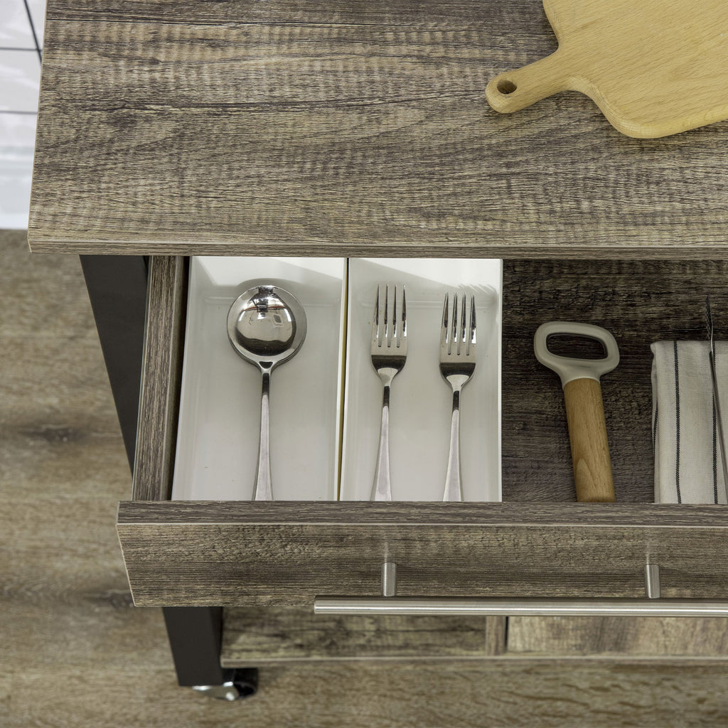 EasyComfort Carrello da Cucina Portavivande with Ruote, Legno Truciolato, 60x50x84.5cm, Marrone