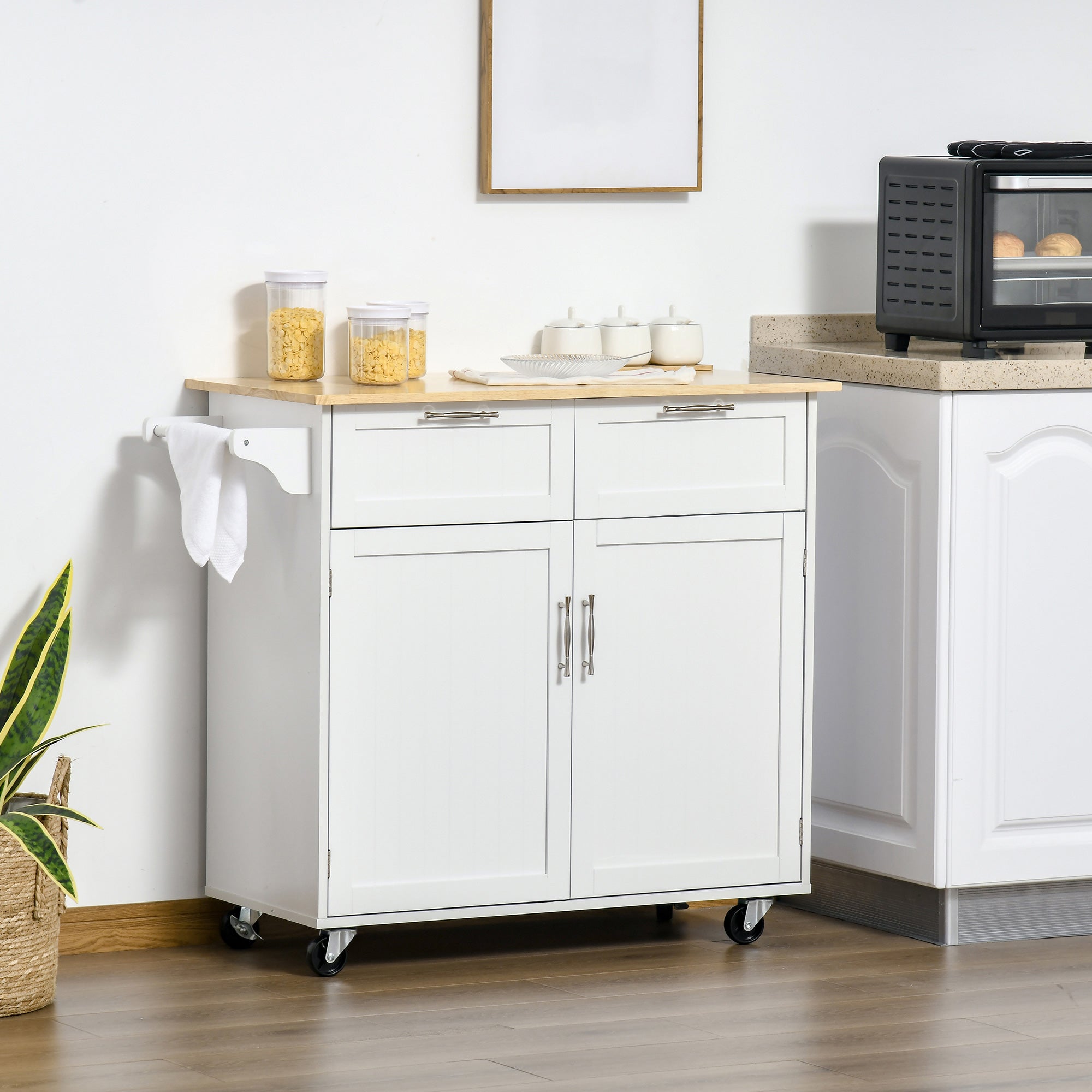 EasyComfort keukentrolley met 2 lades 104x46x91 cm - wit