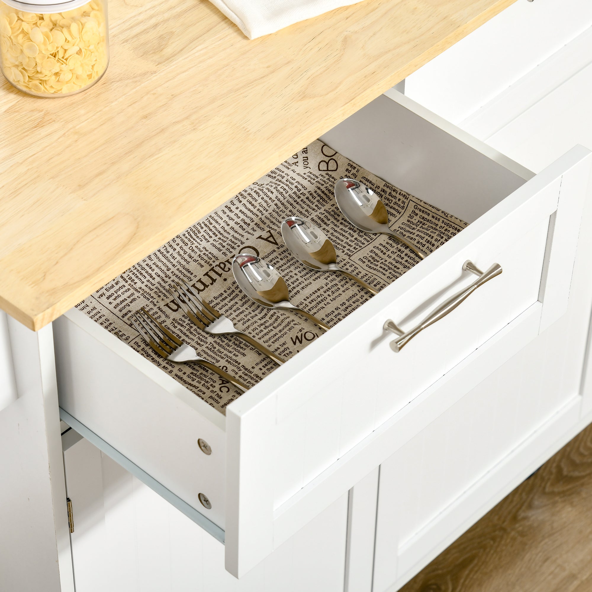 EasyComfort keukentrolley met 2 lades 104x46x91 cm - wit