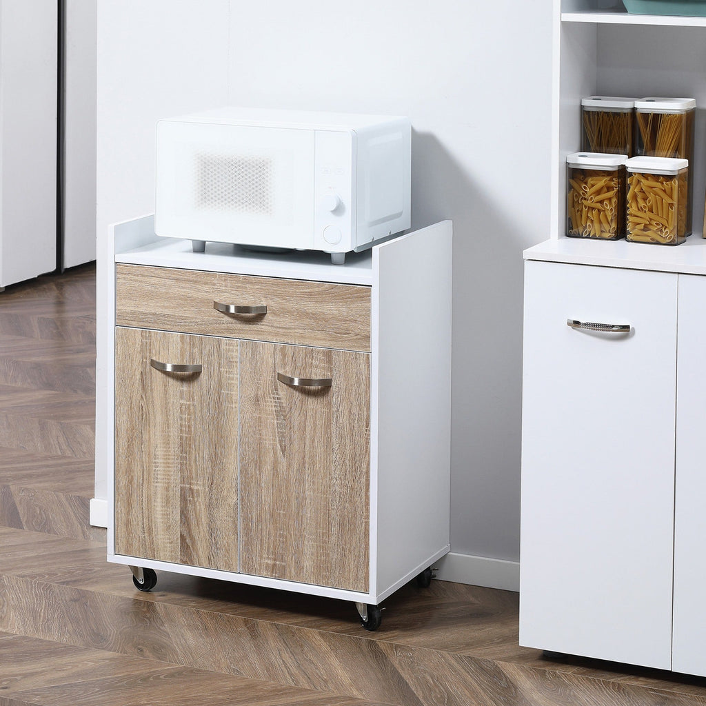 Easycomfort Carrello da Cucina Portavivande per Microonde with 4 Ruote, in Legno, 60x40x77cm - Rovere