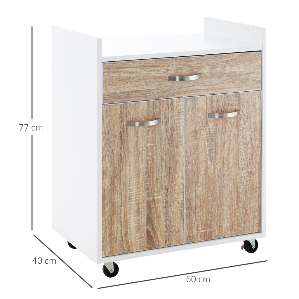 Easycomfort Carrello da Cucina Portavivande per Microonde with 4 Ruote, in Legno, 60x40x77cm - Rovere