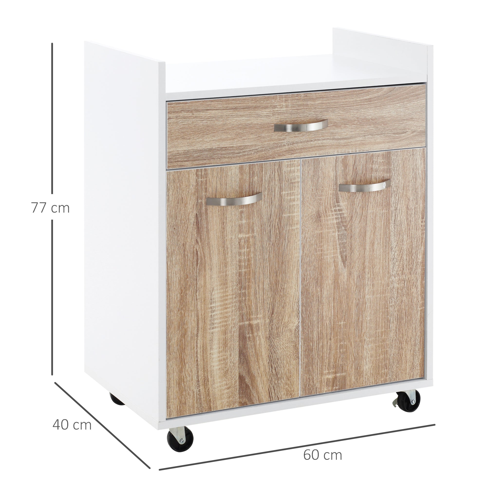 Easycomfort Carrello da Cucina Portavivande per Microonde with 4 Ruote, in Legno, 60x40x77cm - Rovere