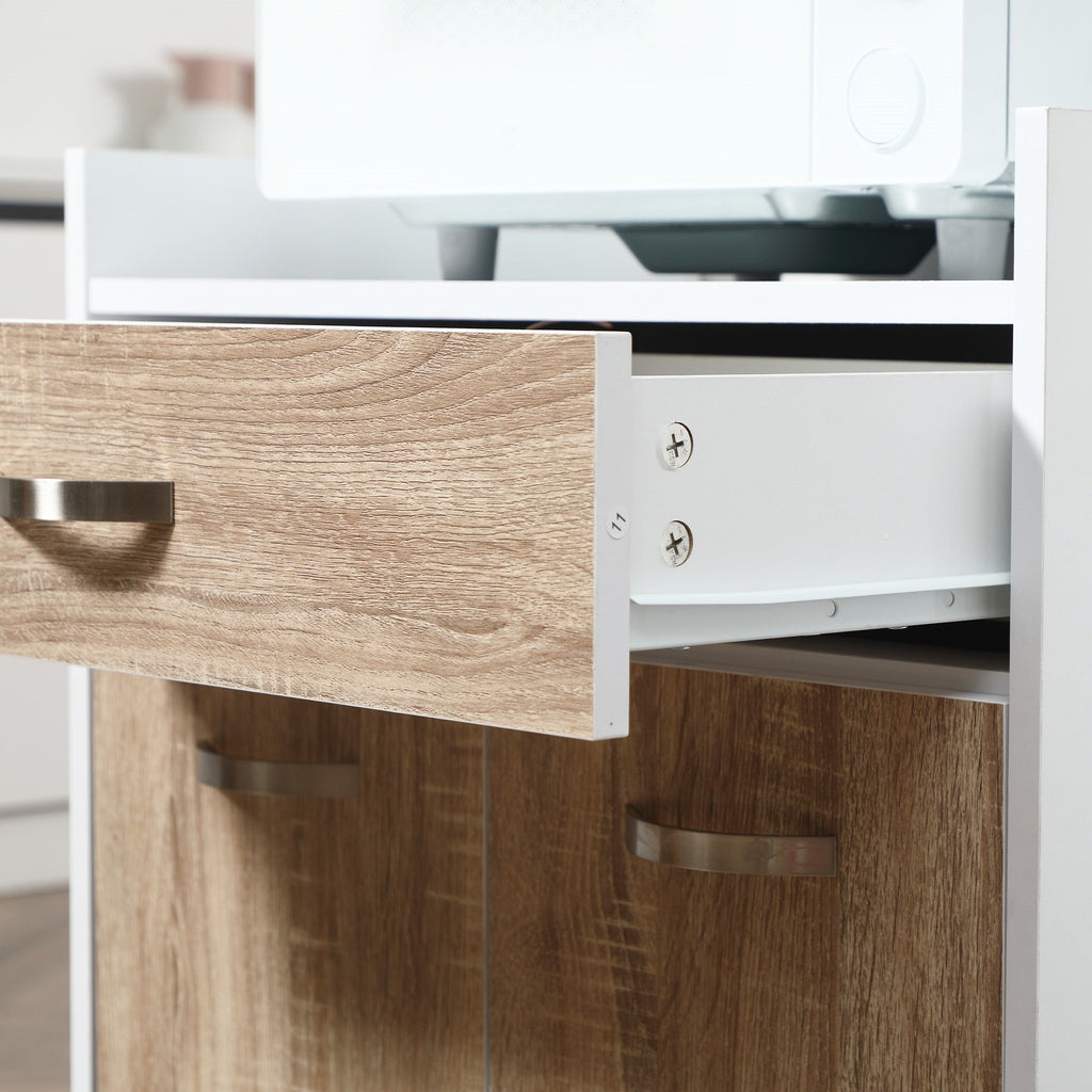Easycomfort Carrello da Cucina Portavivande per Microonde with 4 Ruote, in Legno, 60x40x77cm - Rovere