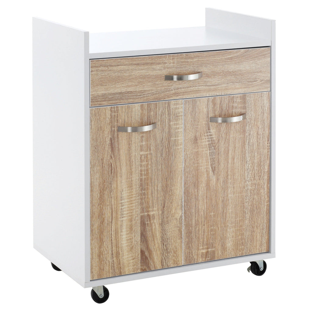 Easycomfort Carrello da Cucina Portavivande per Microonde with 4 Ruote, in Legno, 60x40x77cm - Rovere