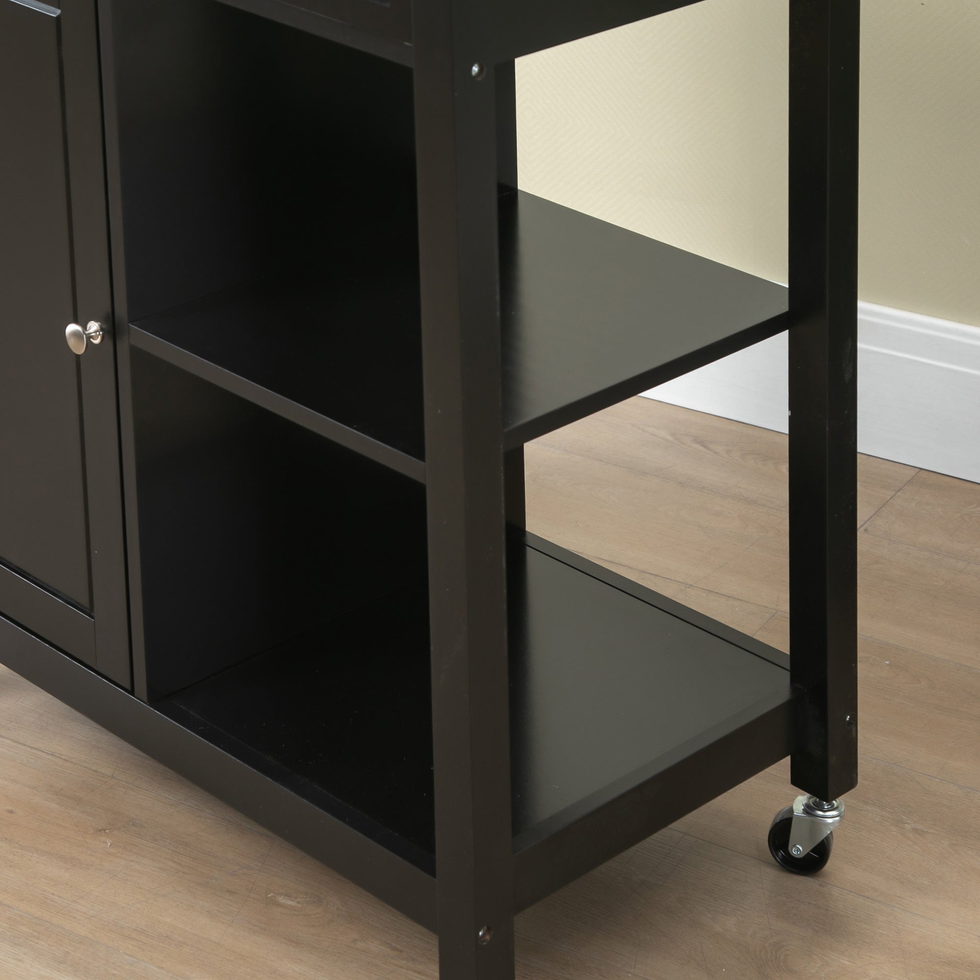 Easycomfort Carrello da Cucina in Legno with Cassetto, Armadietto e Ruote, 83x45x88cm, black