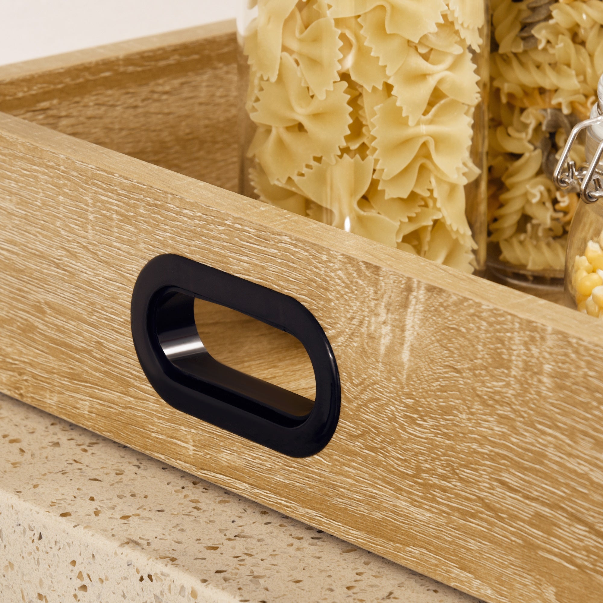 Easycomfort Carrello da Cucina a 3 Ripiani with Vassoio Rimovibile e Ruote Girevoli, 72x40x94cm, Legno e black