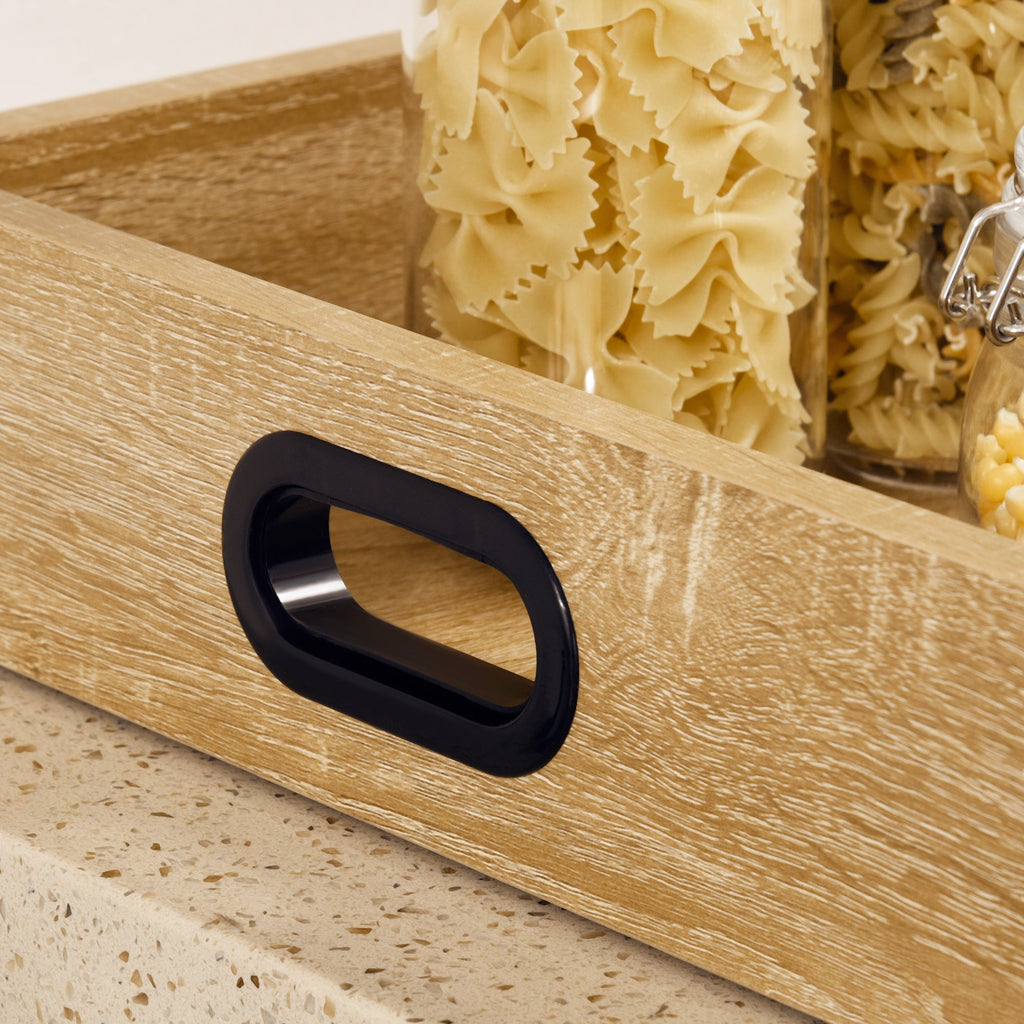 Easycomfort Carrello da Cucina a 3 Ripiani with Vassoio Rimovibile e Ruote Girevoli, 72x40x94cm, Legno e black
