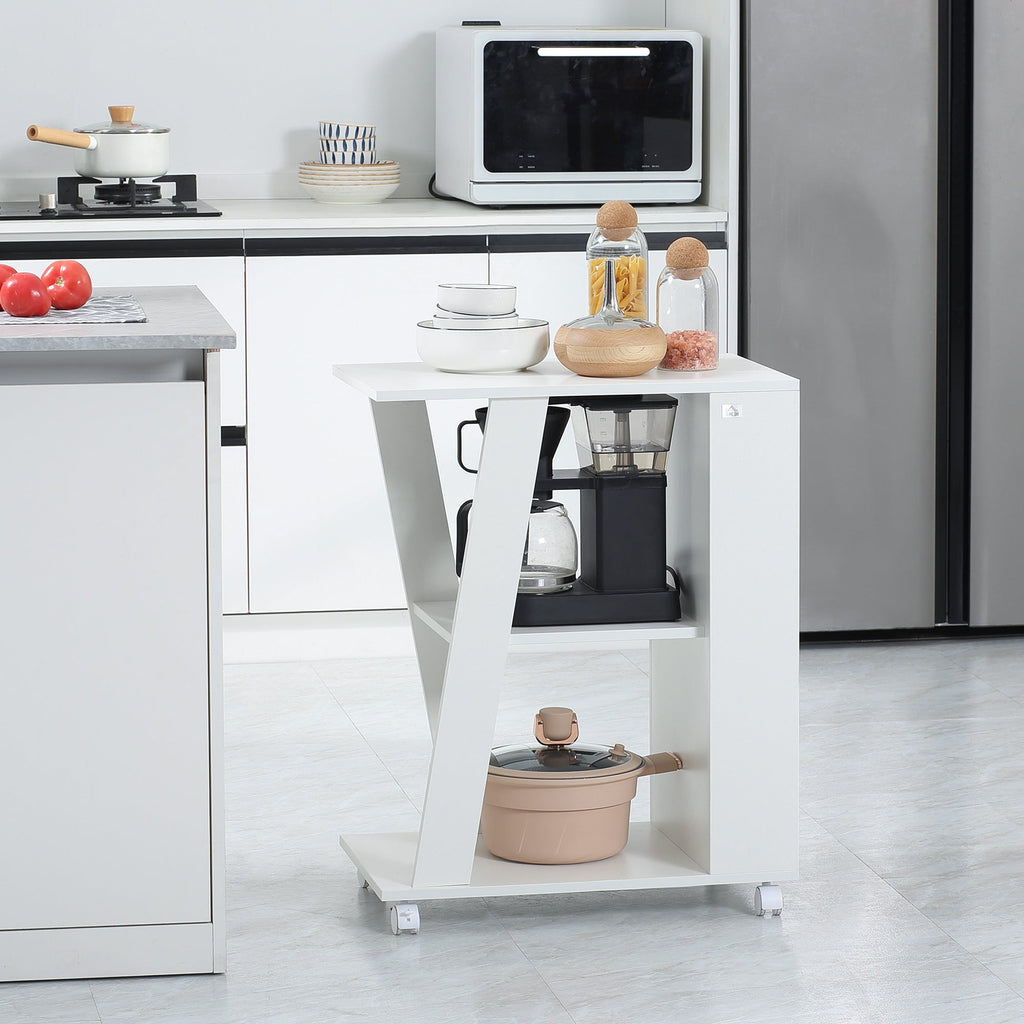 EasyComfort keukenwagen met 2 leLPGanken en wielen 60x38x77 cm wit