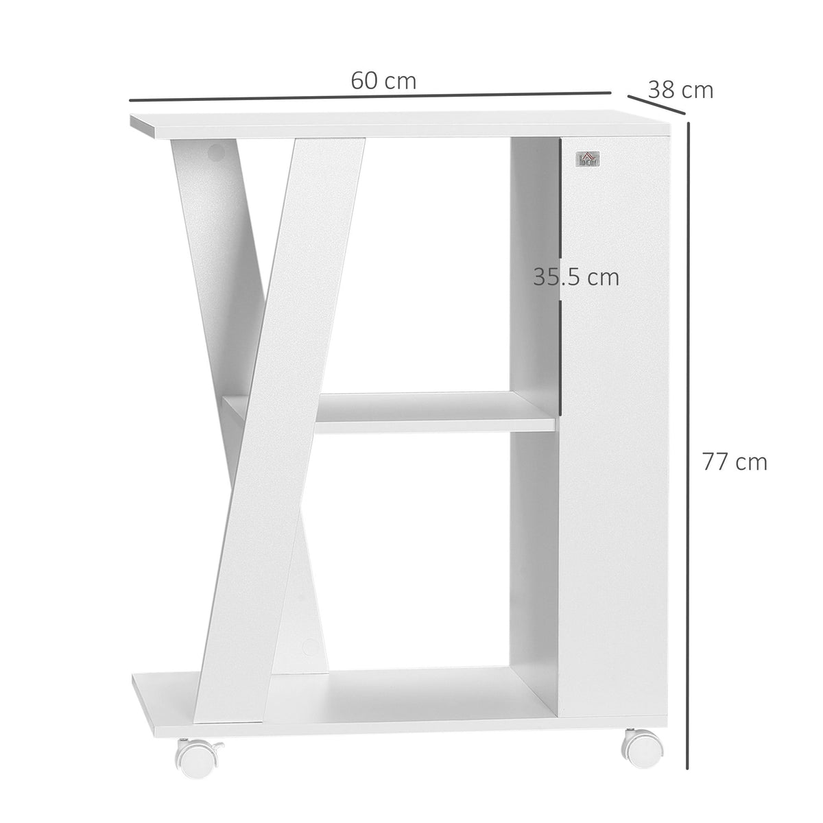 EasyComfort keukenwagen met 2 leLPGanken en wielen 60x38x77 cm wit