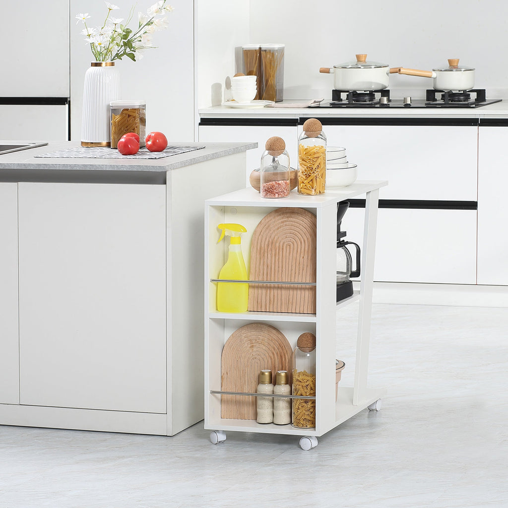 EasyComfort keukenwagen met 2 leLPGanken en wielen 60x38x77 cm wit