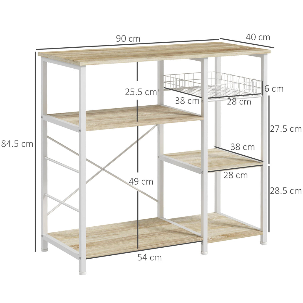 EasyComfort keukenkastje 4 planken 90x40x84,5 cm eik/wit