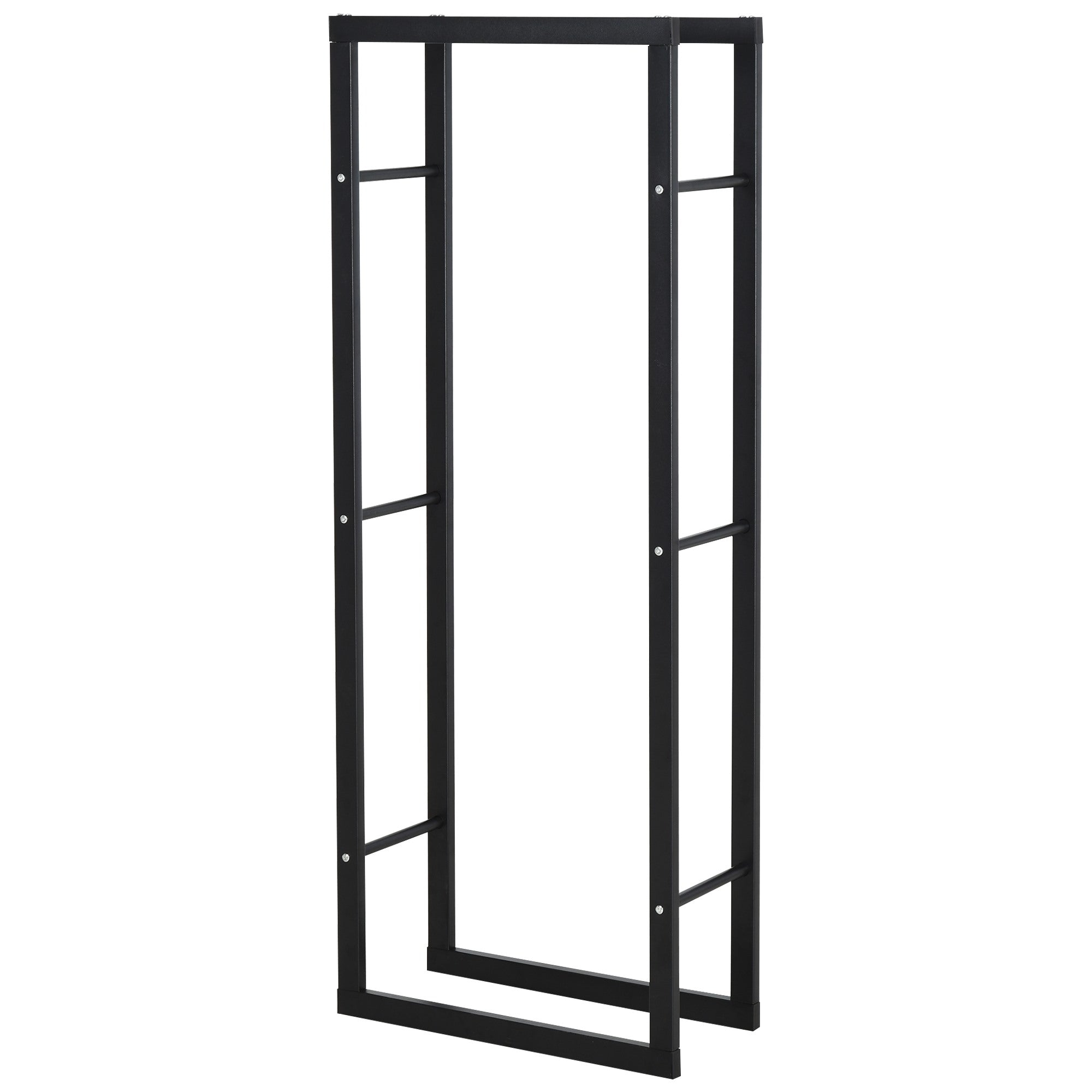 EASYCOMFORT Wood Shelf Vertical Woodshed Wood Support Capacity 100kg Metal 60 × 25 × 150cm