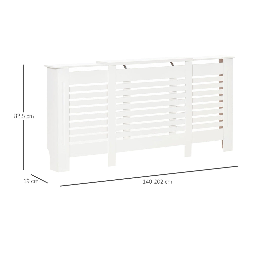EASYCOMFORT Mobile Heater Cover Adjustable Width and Top Shelf in MDF and Wood - White