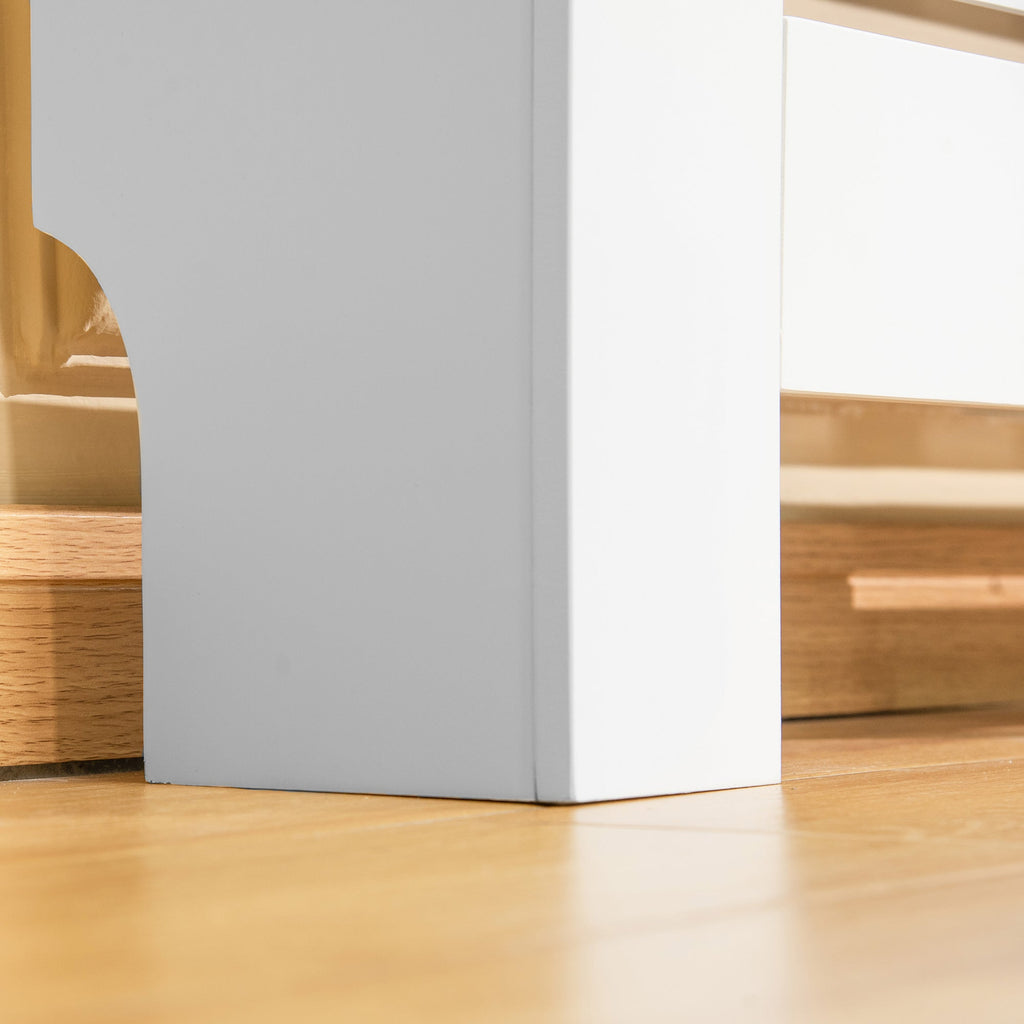 EASYCOMFORT Mobile Heater Cover Adjustable Width and Top Shelf in MDF and Wood - White