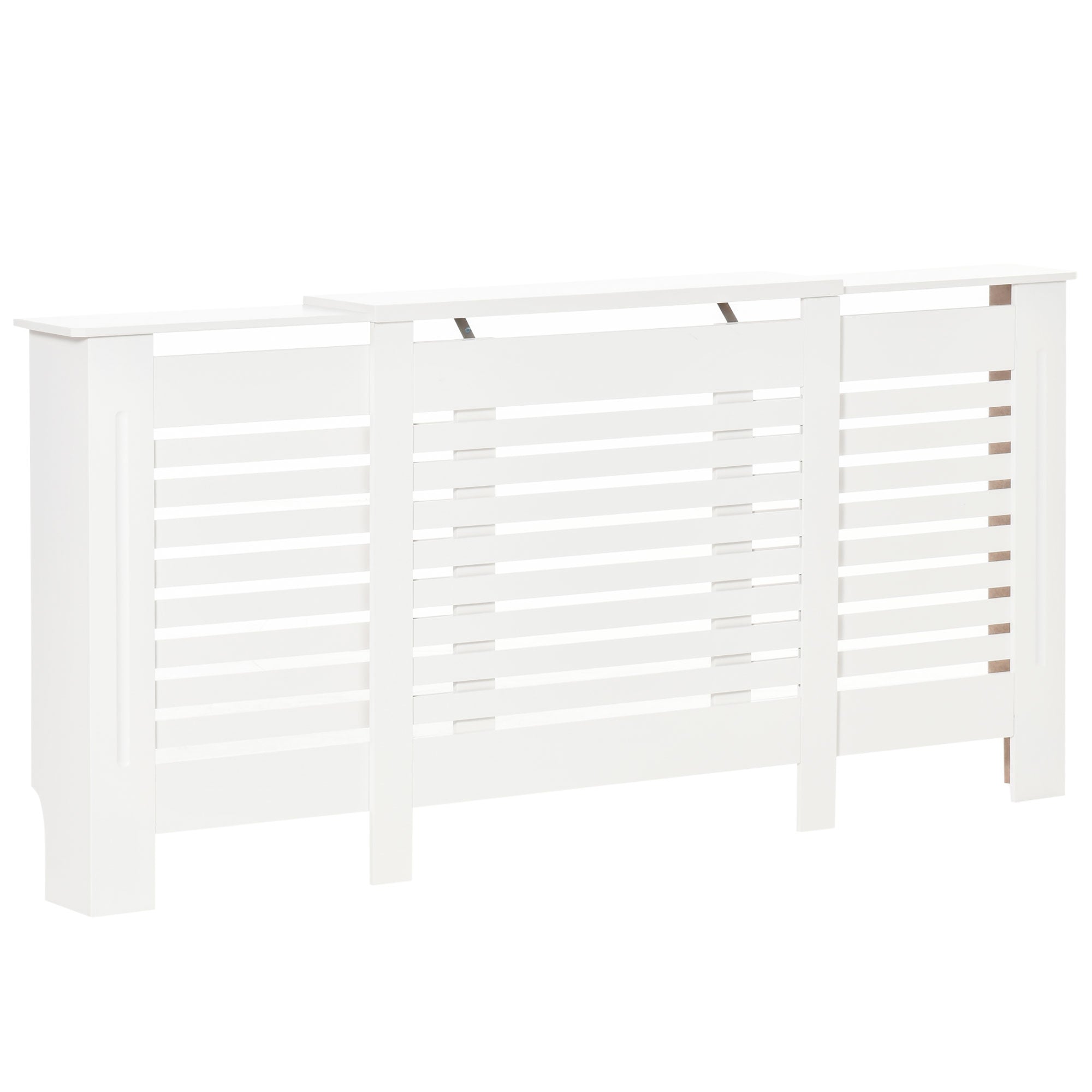 EASYCOMFORT Mobile Heater Cover Adjustable Width and Top Shelf in MDF and Wood - White