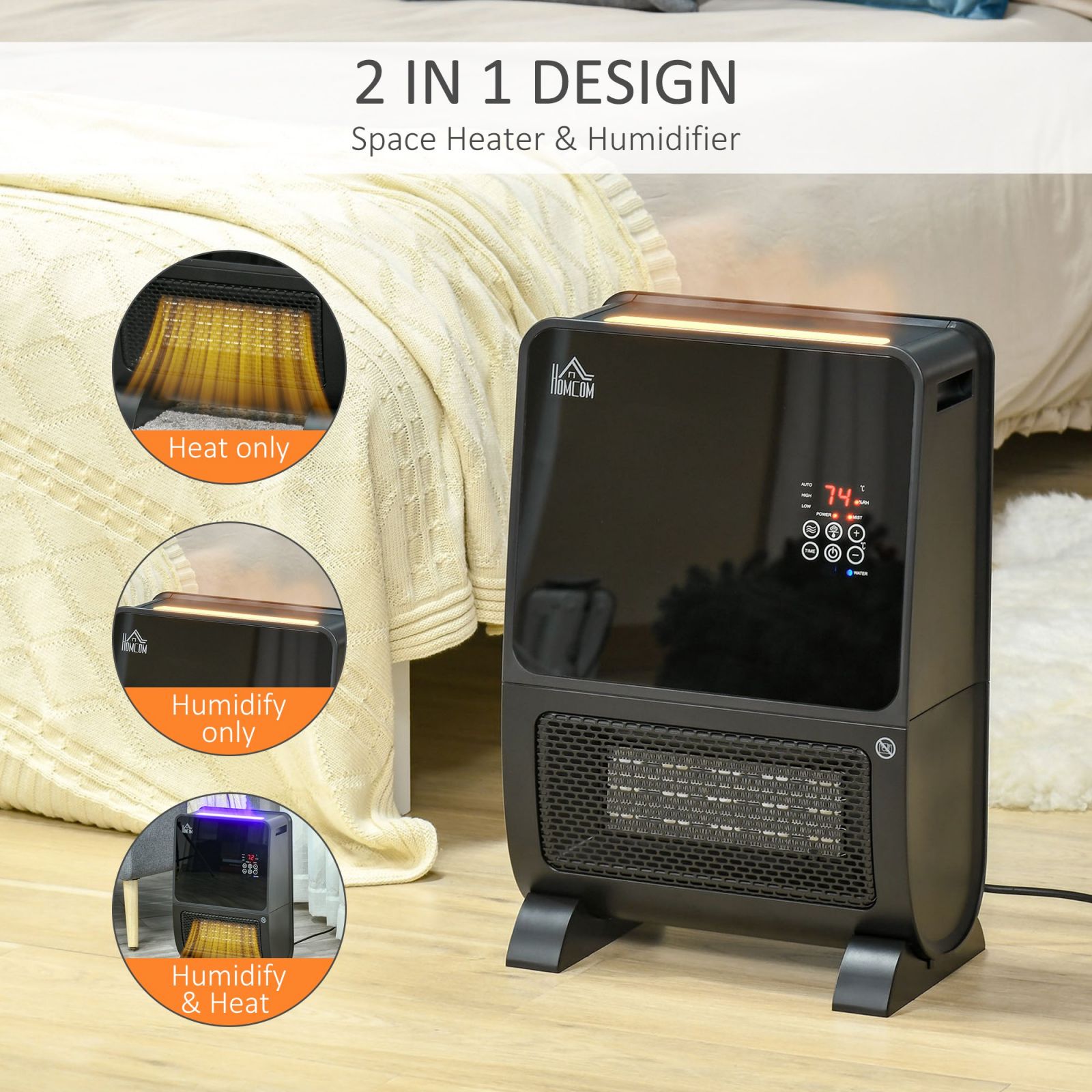 EasyComfort 2-in-1 elektrische kachel met luchtbevochtiger 2000W