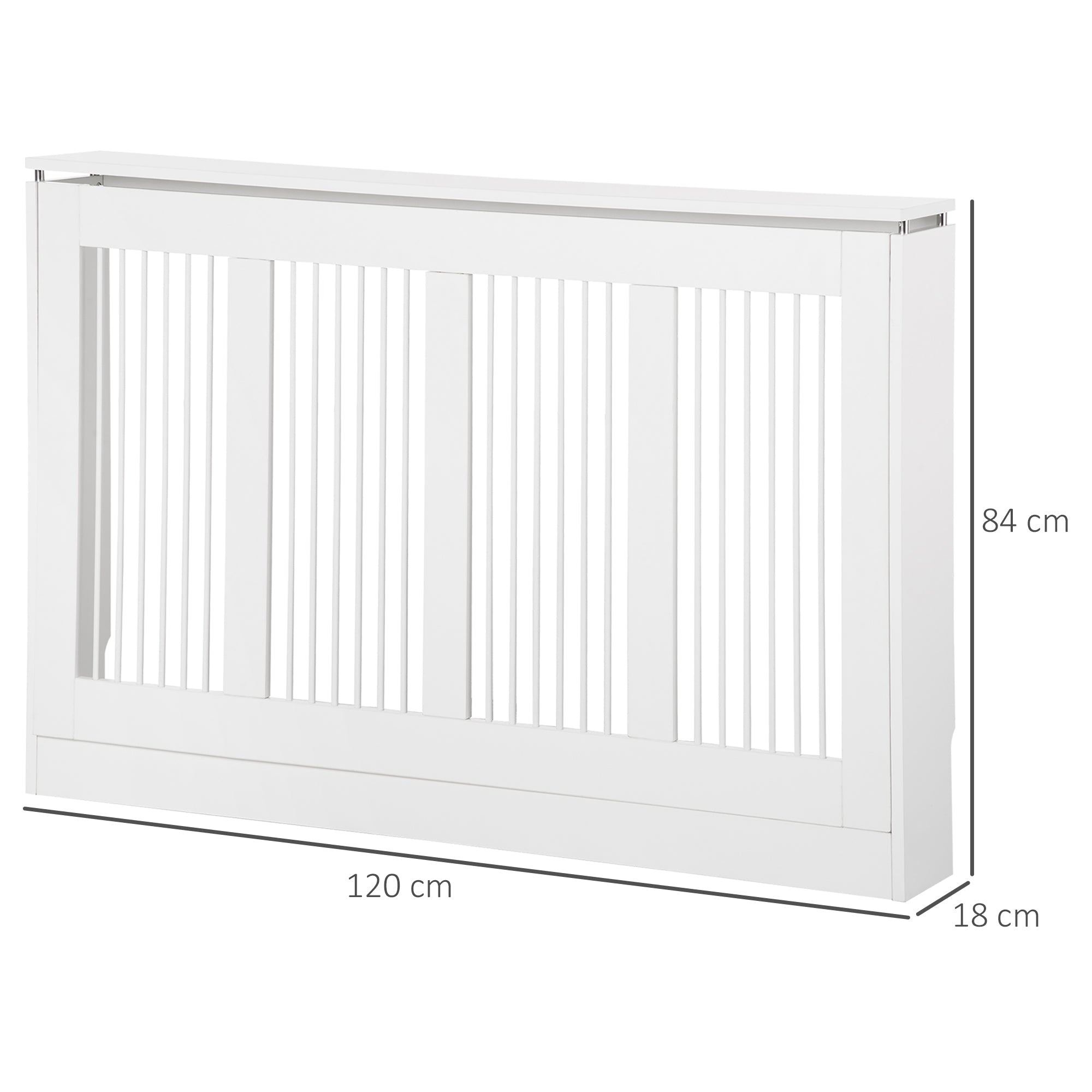 EASYCOMFORT Modern and Elegant Slatted Radiator Cover for the Home, in MDF and Steel, 120x18x84cm, White