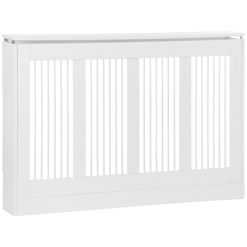 EASYCOMFORT Modern and Elegant Slatted Radiator Cover for the Home, in MDF and Steel, 120x18x84cm, White
