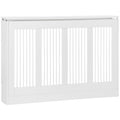 EASYCOMFORT Modern and Elegant Slatted Radiator Cover for the Home, in MDF and Steel, 120x18x84cm, White