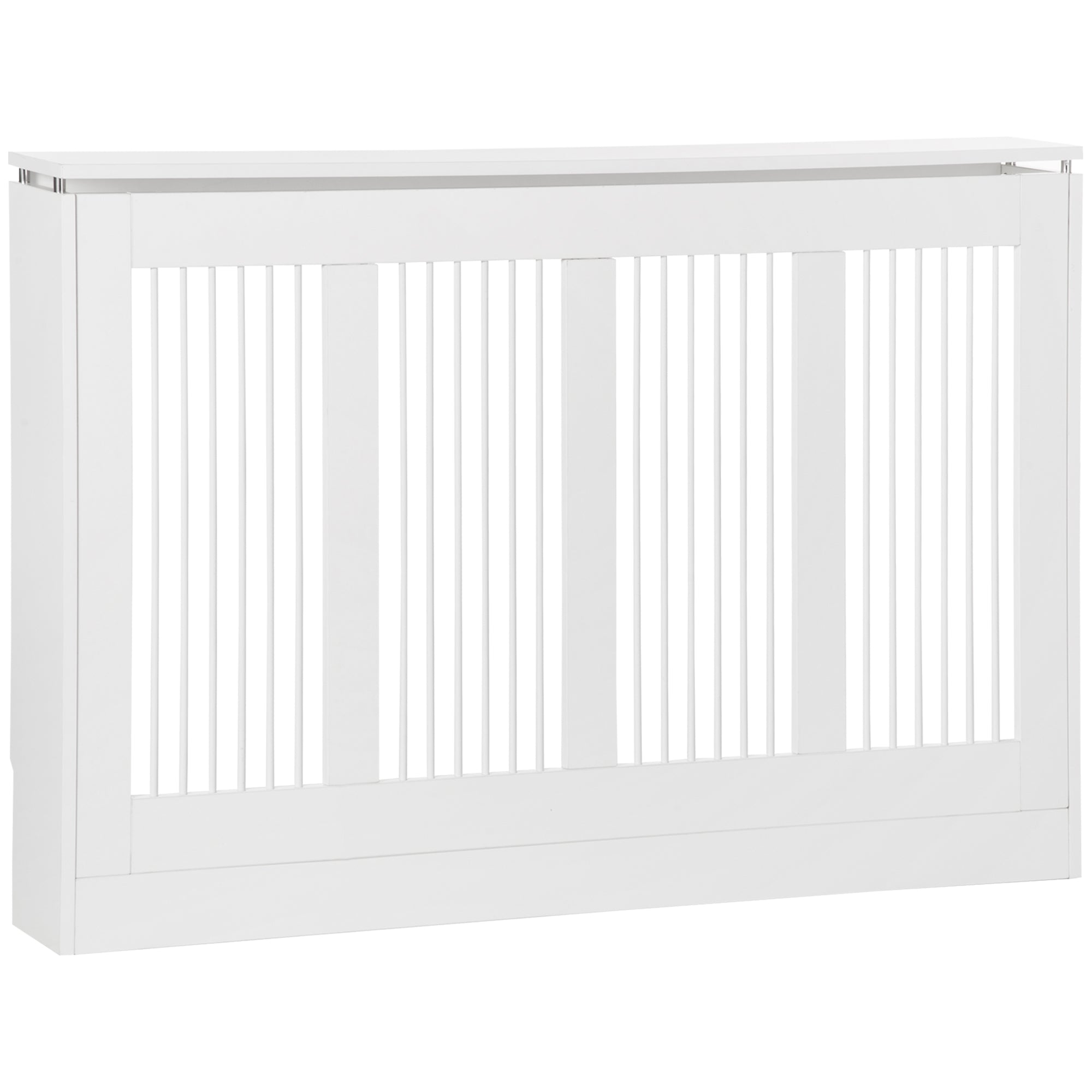 EASYCOMFORT Modern and Elegant Slatted Radiator Cover for the Home, in MDF and Steel, 120x18x84cm, White
