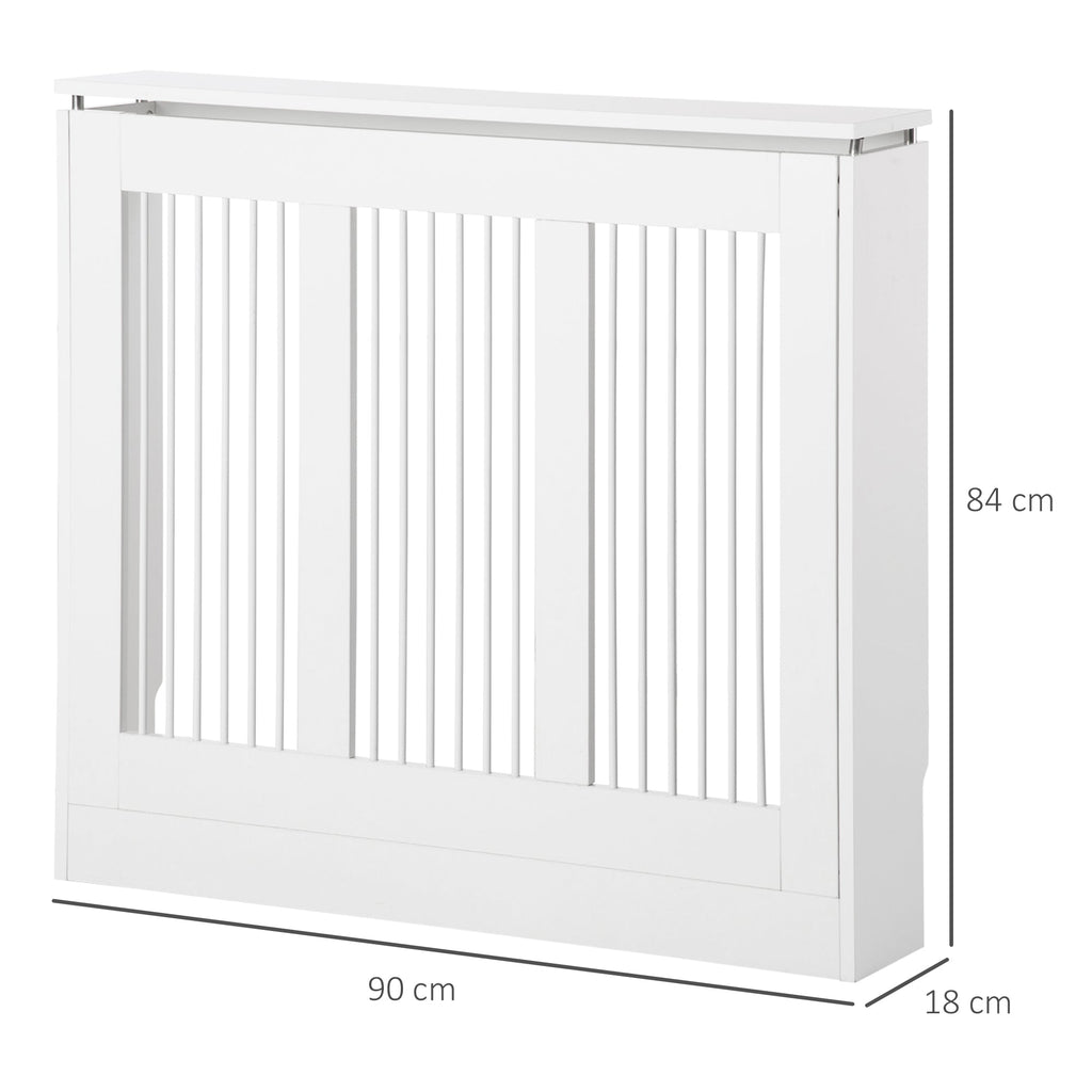 Easycomfort Copritermosifone a Doghe Moderno ed Elegante per la Casa, in MDF e Acciaio, 90x18x84cm, white