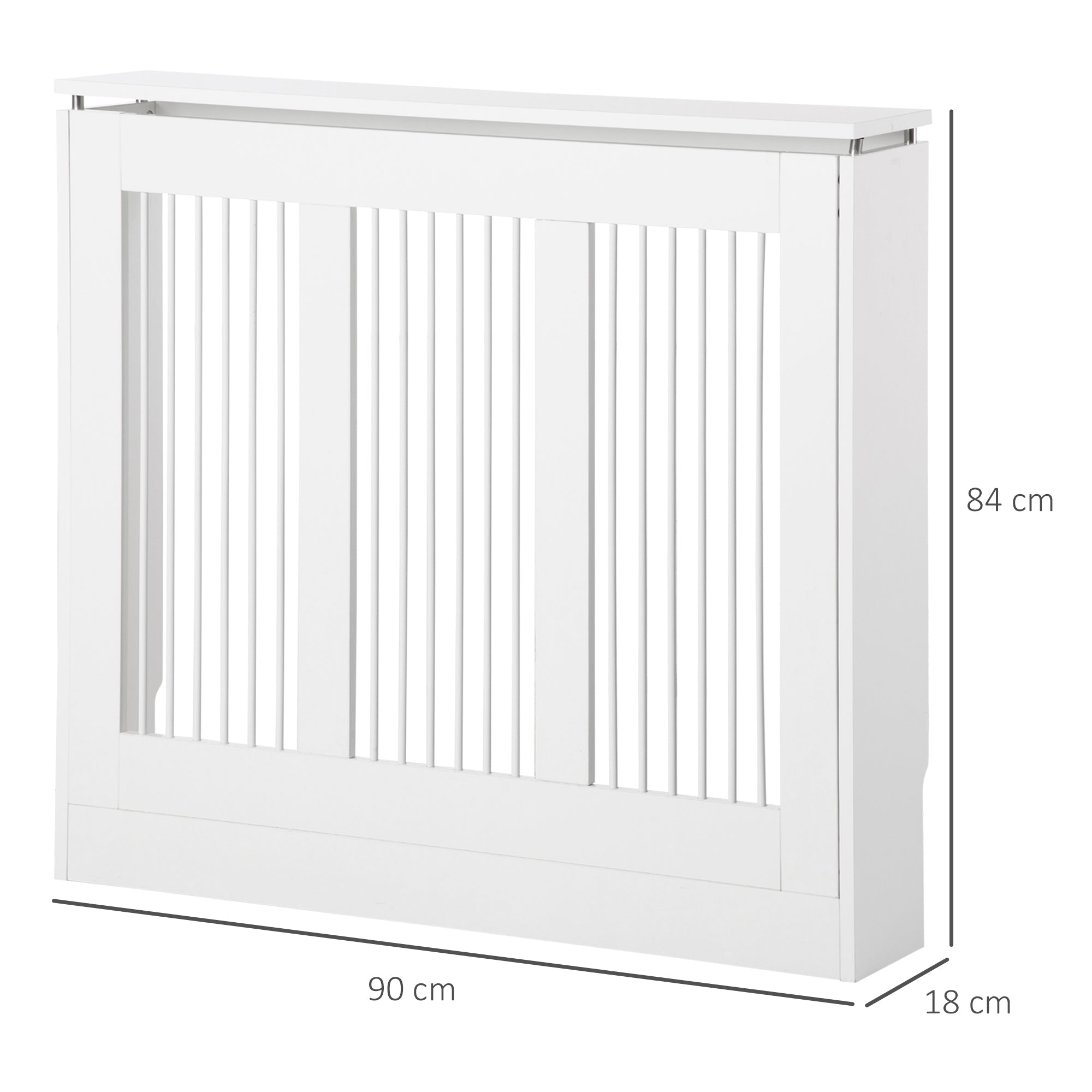 Easycomfort Copritermosifone a Doghe Moderno ed Elegante per la Casa, in MDF e Acciaio, 90x18x84cm, white